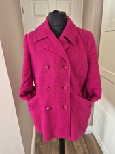 Jaques Vert Cerise  Pink 3/4 Length  Double Breasted Jacket Uk16 Autumn Winter