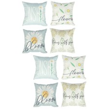 8 pcs  Sofa Throw Pillow Cover Pillowcase Daisy Flower Prints Throw Pillowcase