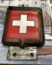 Vintage DRAGO SWISS SUISSE BRONZE ENAMEL CAR BADGE