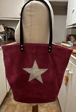 Italian Fuschia Suede Shoulder Bag. Large, Zipped