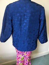 Vintage Chinese padded silk jacket Beautiful Midnight Blue Black Frog Fasteners