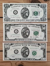 Batman Forever Movie Prop 3 x Bills National Bank Of Gotham Screen Used - COA