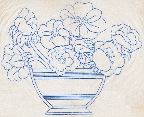Vintage embroidery transfer - vintage,
