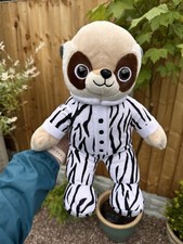PMS  Meerkat soft toy striped plush cuddly meercat black white 13.5" tall