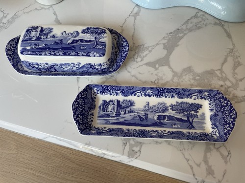 Spode italian blue butter dish - spode,