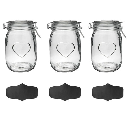 Heart glass storage jars - glass, with