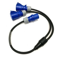 16Amp 240V 3 Pin Soft 2 Way Y Splitter Adaptor Cable H07RN-F PCE Blue Ceeform