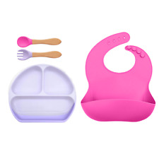 Baby Toddler Weaning Feeding Set | Suction Plate&Bowl | Bib | Fork &Spoon