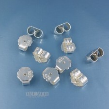 10 Solid Sterling Silver Floral Ear Backs / Earring Clutches Nuts 6 x 7mm #33544
