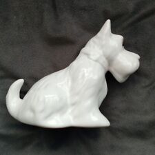 Vintage Small White Glossy Porcelain Ceramic Westie Highland Terrier Dog Sitting
