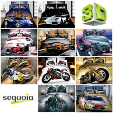 3D Cars Motorbike Bedding Set