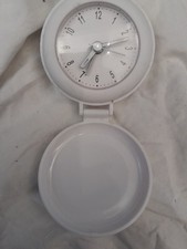 Travel Alarm Clock In Case  White  Accurate Time Keeper AA Battery See Note