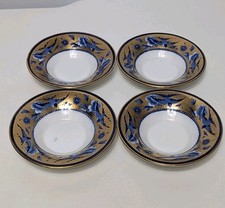 Exquisite Shelley late foley gold blue swallow dishes x4 hand painted Bone China