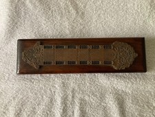 Unusual and Rare Bronze & Geometric Art Deco Patterned Cribbage Board Victorian