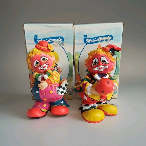 Resin clown figurines pair - resin,