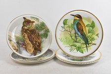 Decorative Collector Plates Bone China Birds Cottages Scenes Gold Trim x6 