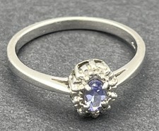 Sterling Silver 925 Iolite Cluster Ring Violet Blue Gemstone Size O