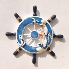 Nautical Beach Wooden Boat Ship Steering Wheel Home Wall Decoration Ornament UFF