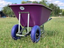OX TWIN WHEELBARROW 200L Stable Garden Wheel Puncture Proof Large 200 Ltr Purple