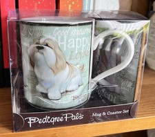 PEDIGREE PALS BY DEAN KENDRICK SHIH TZU MUG & COASTER SET BOXED GIFT