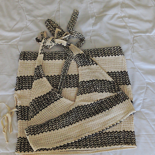 Pull bear 2pc crochet striped - 2pc,