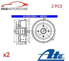 BRAKE DRUM PAIR SET REAR ATE
