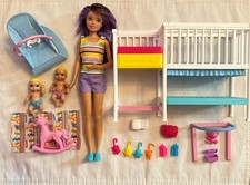 Skipper Doll & Nursery Playset with Accessories, Includes Twin Baby Dolls, Crib,