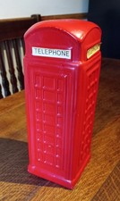 Large Vintage Red Telephone Box Shaped - Ceramic Money Box 24cm