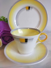 Shelley Teacup Trio in Blocks and Bands pattern in Regent Shape c. 1930s VGC