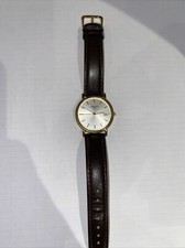 mens tissot t870/970 watch Brown Leather White And Gold Face New Battery 