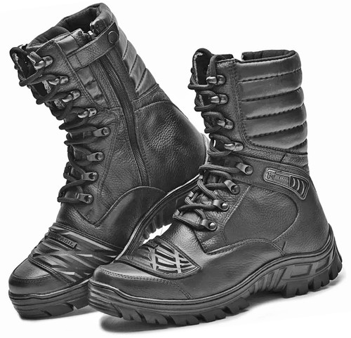 Military black leather boots - black,