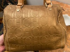 Carolina herrera gold Monogram Andy Boston Handbag