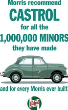 Vintage Style 1950's/1960's Morris Minor Castrol Motor Advert A4, A3, A2 Poster