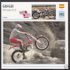 1992 Gas-Gas 250cc Contact GT 25 Trials Bike Spain Motorcycle Photo Spec Card