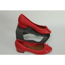 Womens Marks and Spencer Flats Size 4.5 UK 37.5 EU Red Leather M&S Shoes Article