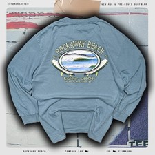 Vintage Surfwear T-Shirt Long Sleeve 90s Rockaway Beach Surf Shop Big Graphic