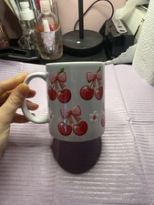 Handmade Bow and cherries mug