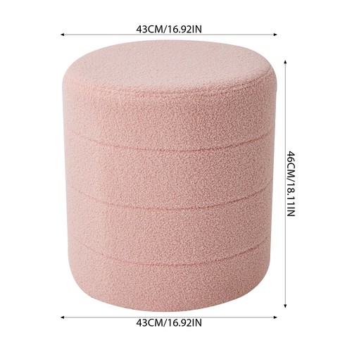 Round teddy velvet footstool - teddy,