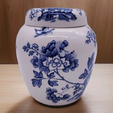 Vintage Floris London Jar Lidded Blue Floral 10cm 'Manchu' Pattern Mid-Century 