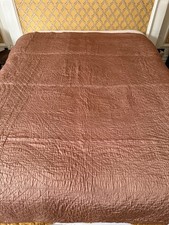 Antique Welsh Hand Stitched Whole Cloth Quilt VGC