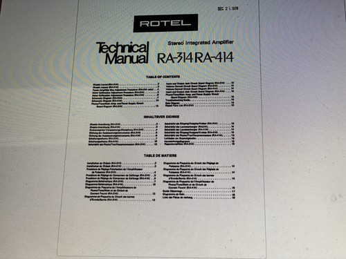 Rotel 314 service manual - rotel, ra-314