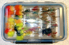 110 Trout Fishing Flies Selection  Wet Dry  Lures in  STILLWATER Snap Case