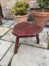 Vintage Stool Three Legged Milking Stool Plant Stand Unusual Shape Farmhouse 