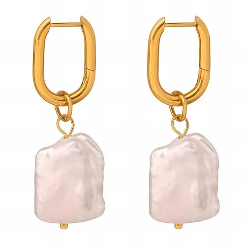 Baroque pearl drop earrings - pearl,