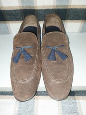 ZARA MAN BROWN SUEDE SLIP-ONS, LACE + TASSEL TRIM, UK 8/ EU 42,GOOD CONDITION.