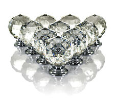 NEW 10 CLEAR CRYSTAL DIAMOND DIAMONTE HANDLES DOOR KNOB DRAWER CUPBOARD WARDROBE