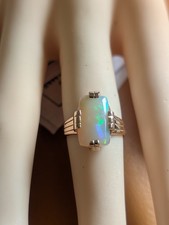 Antique Cigar band Ring 10 k Yellow /Rose Gold opal Ring  size 4.75 free sizing