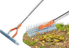 Garden Rake, Maypott 15 Inch Heavy Duty Thatch Rakes with Long Handle for Lawns