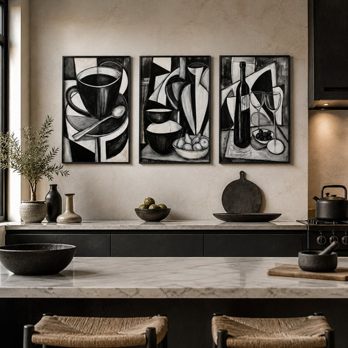Set black white kitchen - of,