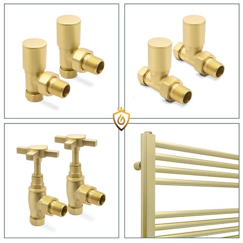 Brushed brass heated towel - brass,